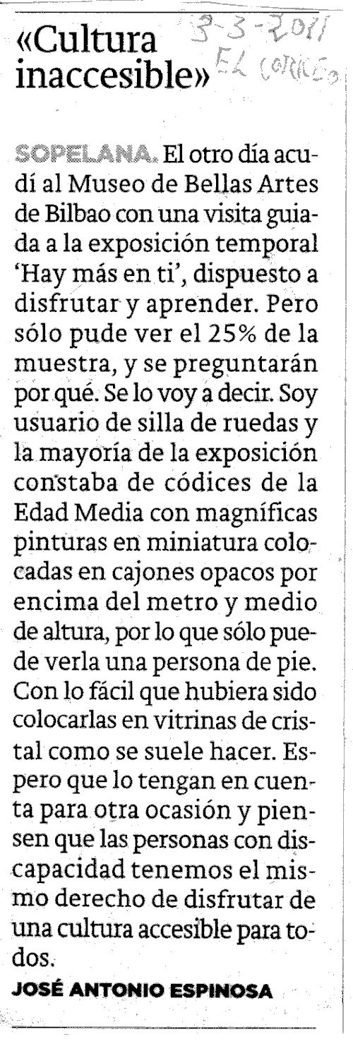 RODANDO SOBRE ESCALERAS: Acesibilidad A La Cultura